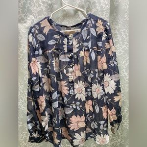 Loft plus size sheer half button blouse